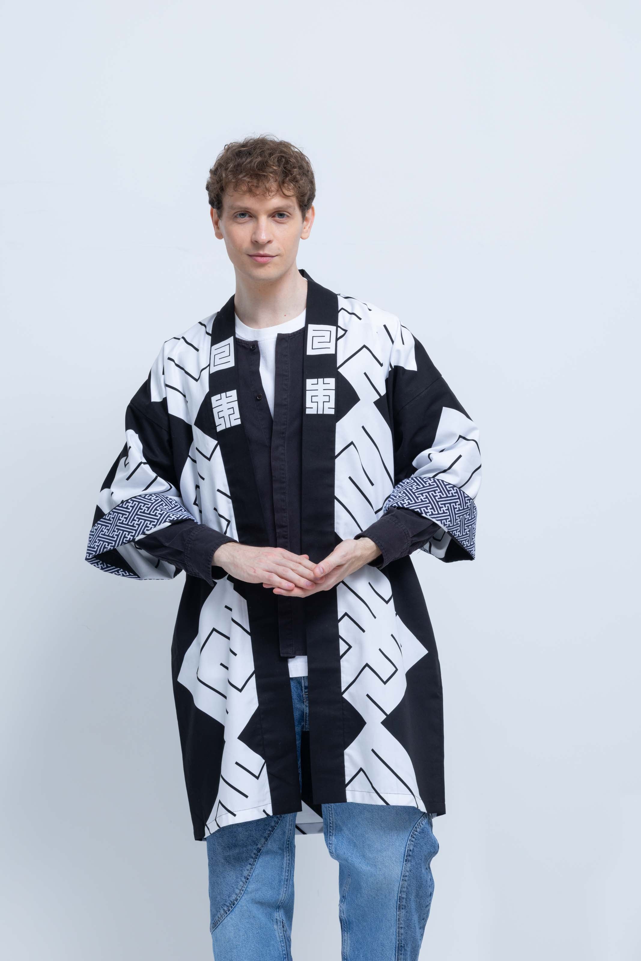 MILE -JAPAN- SHIRUSHI-ZOME HANTEN JACKET / KURO / 参 -日本- 印染半纏