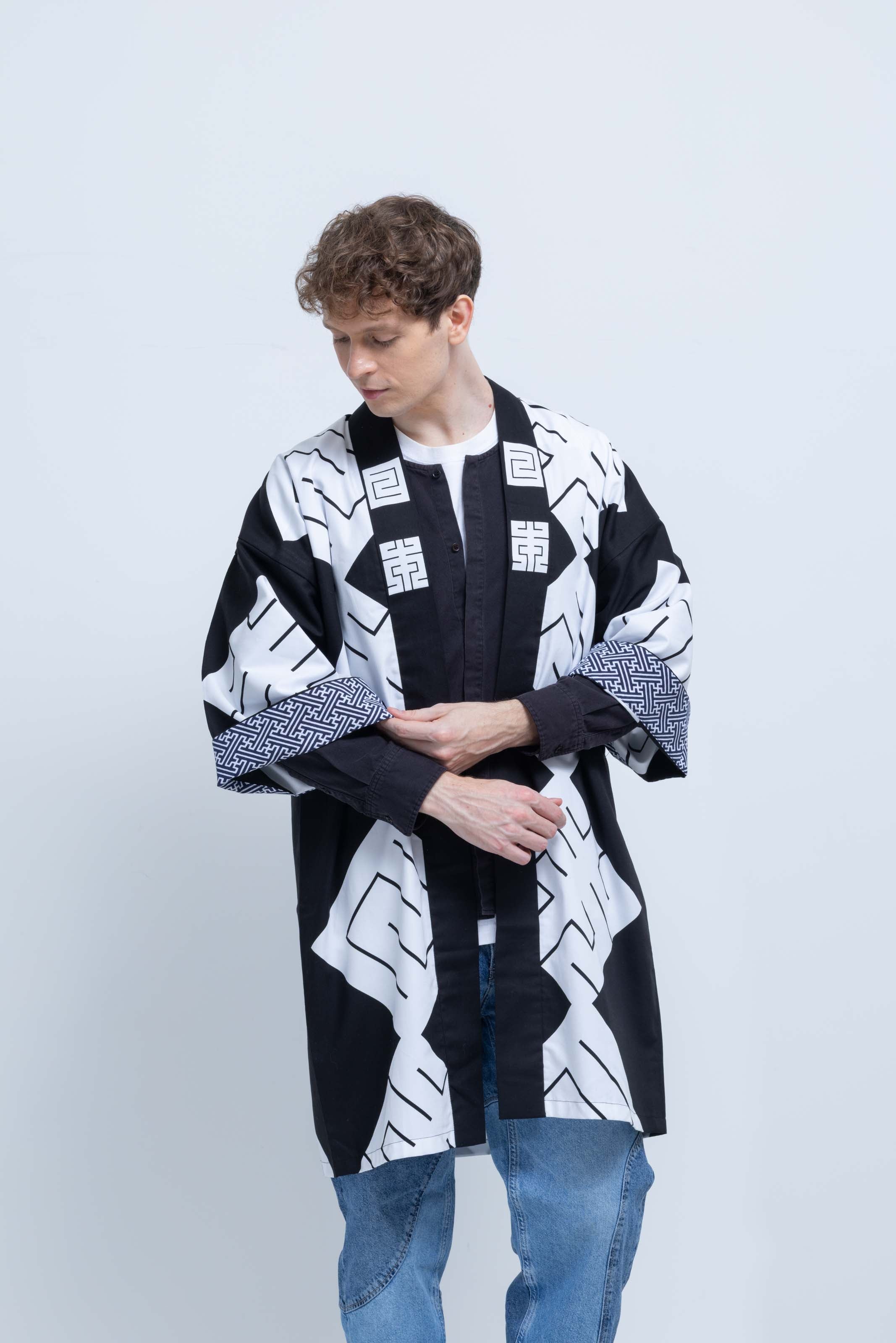 MILE -JAPAN- SHIRUSHI-ZOME HANTEN JACKET / KURO / 参 -日本- 印染半纏