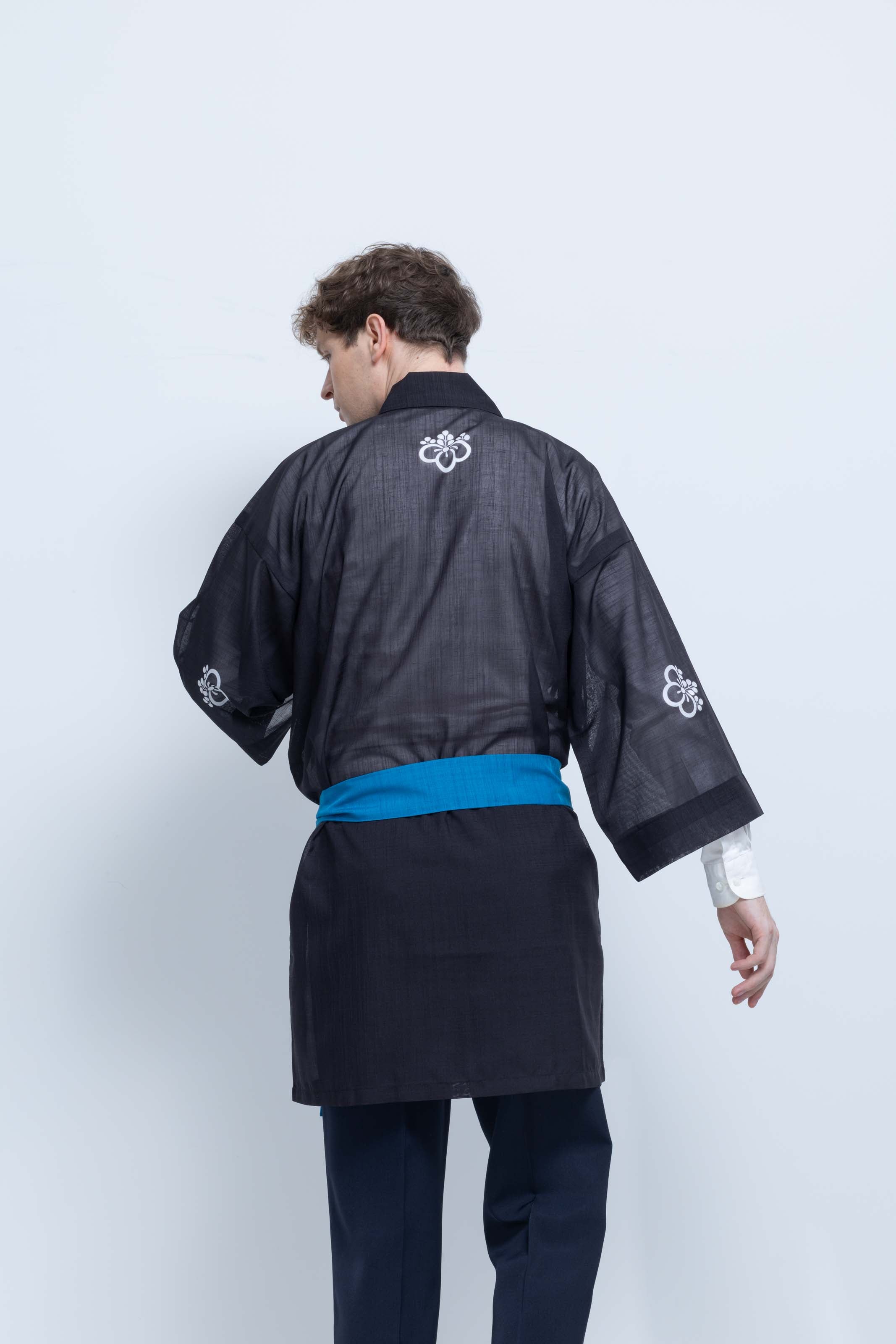 TRADITIONAL SHEER HAPPI / BLUE_OBI / 紗紬法被