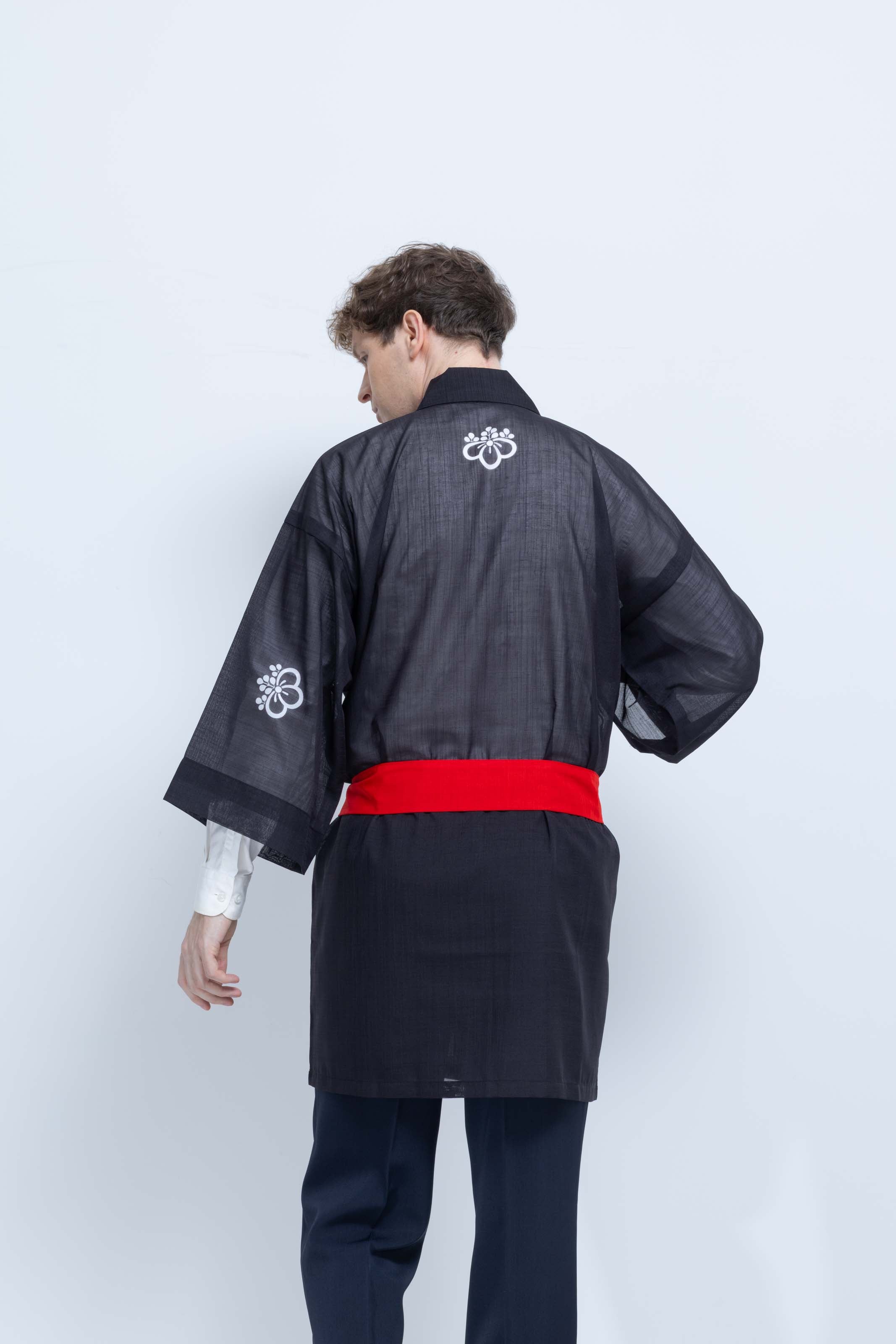 TRADITIONAL SHEER HAPPI / RED_OBI / 紗紬法被