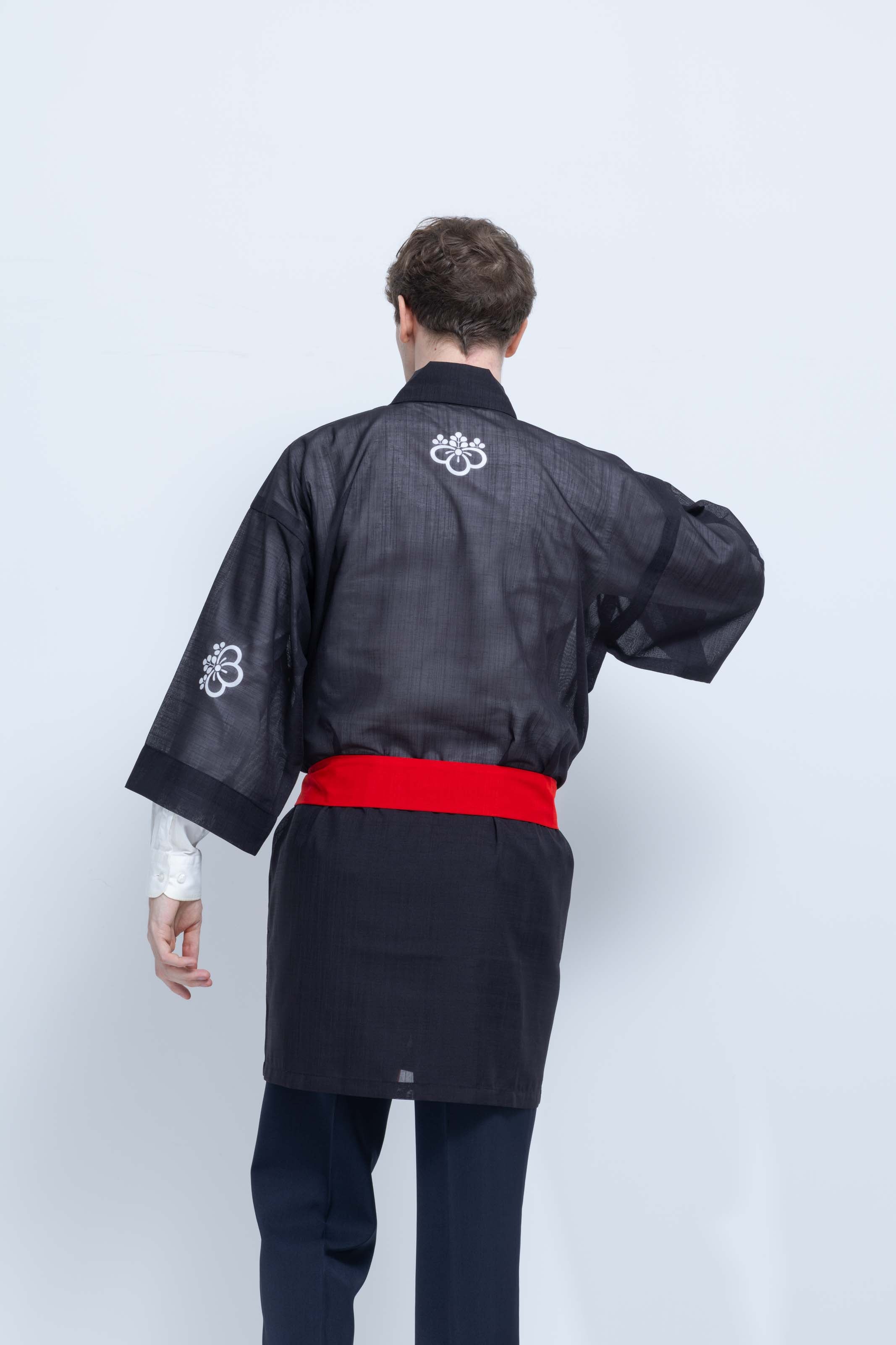 TRADITIONAL SHEER HAPPI / RED_OBI / 紗紬法被