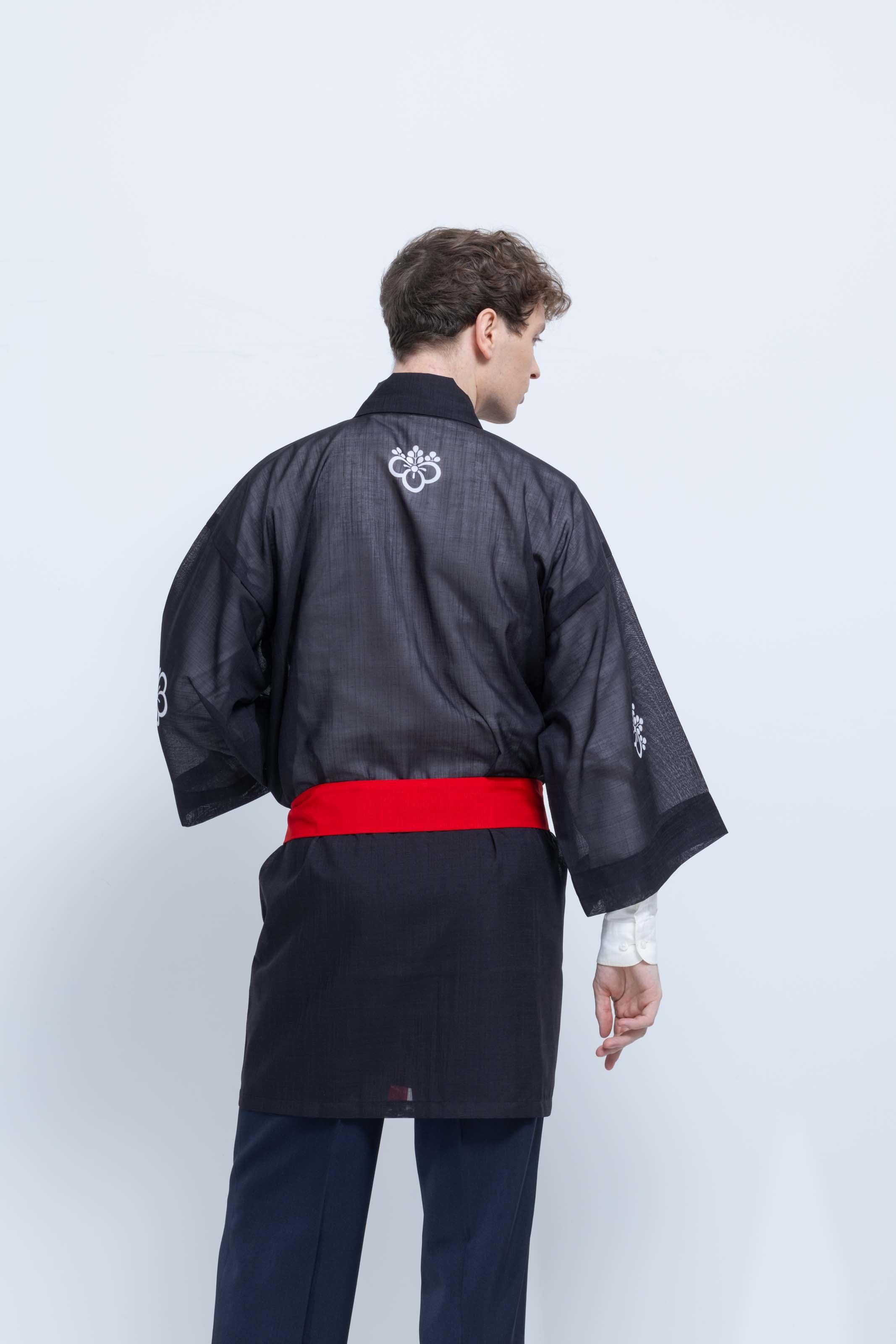TRADITIONAL SHEER HAPPI / RED_OBI / 紗紬法被
