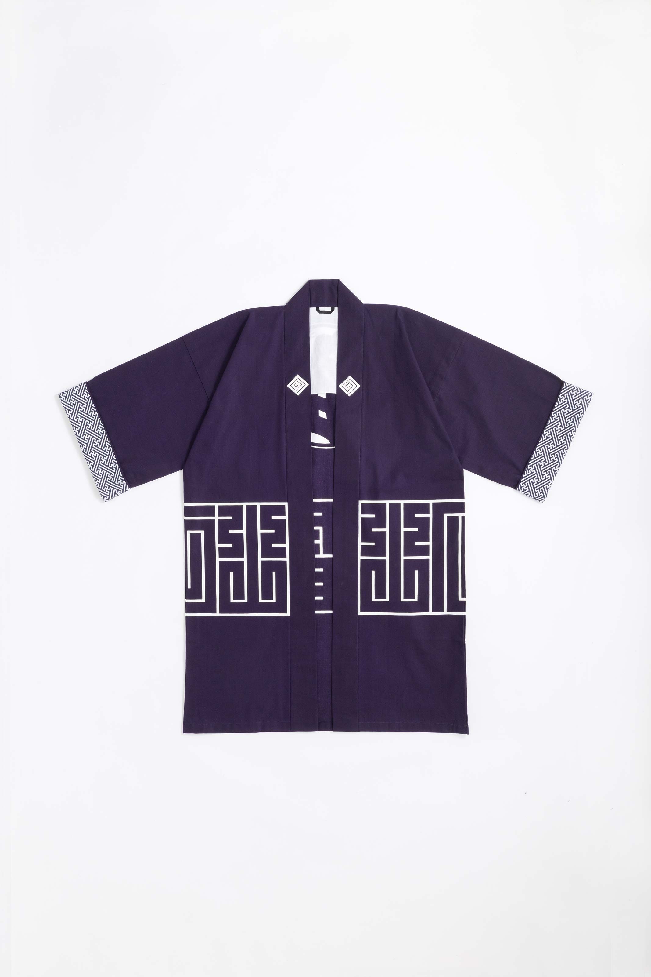 CAT -LIGHTNING SPEED- SHIRUSHI-ZOME HANTEN JACKET/ MURASAKI / 猫 -電光石火- 印染半纏